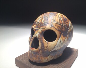 Rugged Brush Work Triangles Skull