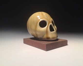 Yellow Ash Glaze Skull