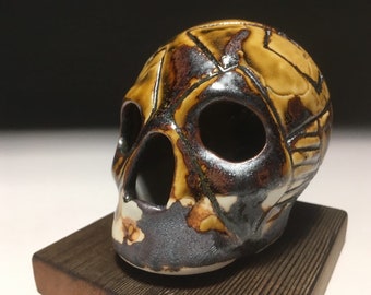 Metallic Tectonic Amber Celadon Skull