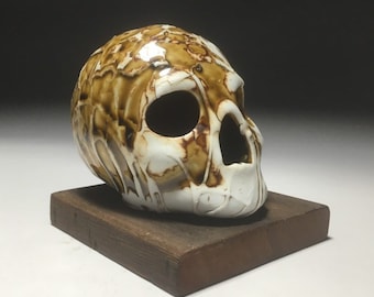 Slip Trail Amber Celadon Skull