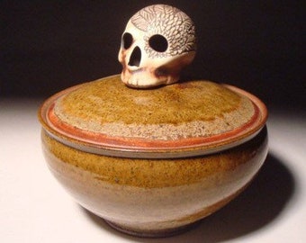 Wide Covered Jar Bird Skull