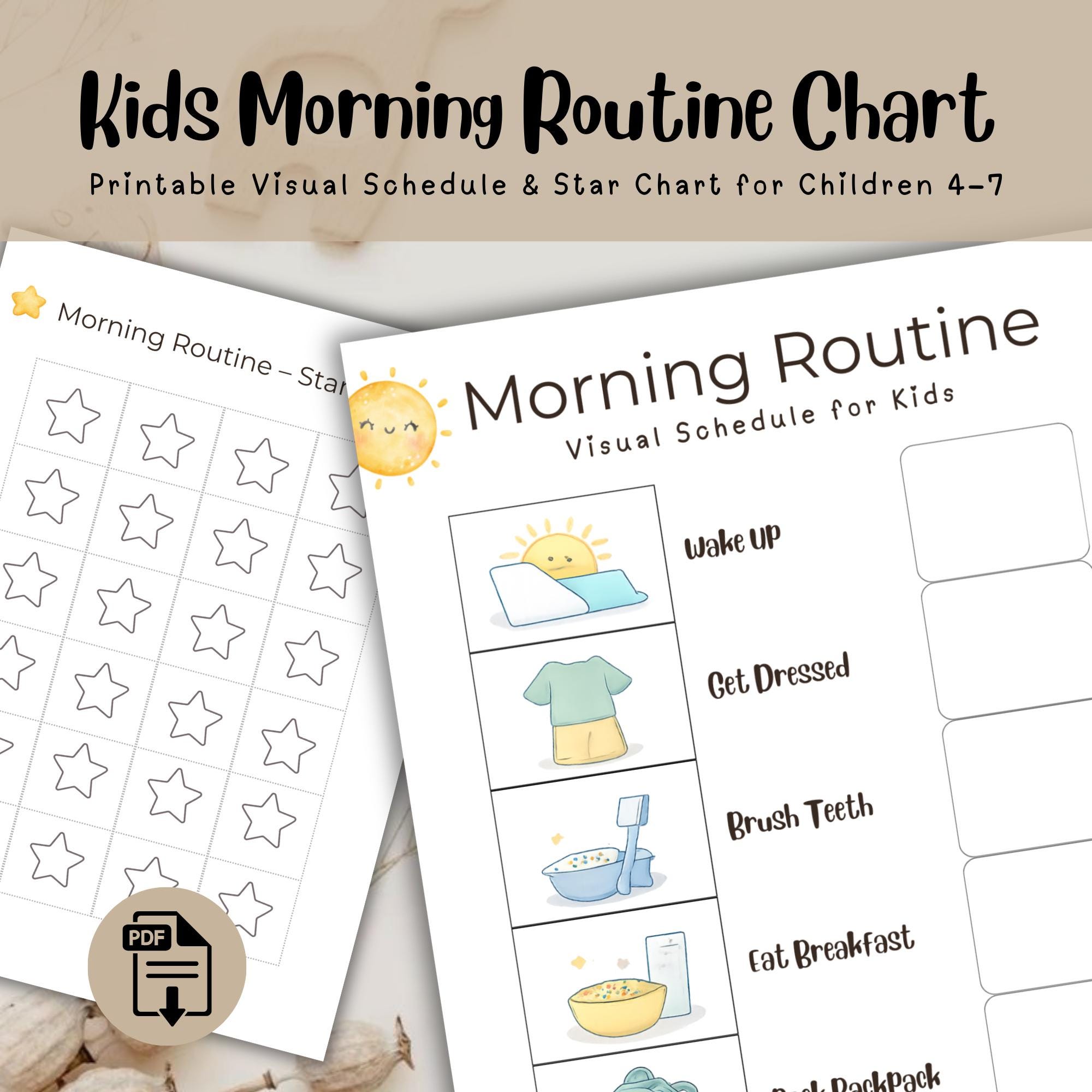 Morning Routine for Kids – Printable Daily Routine Chart – PDF - Etsy