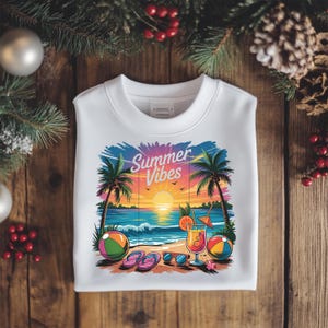 Summer Sunset Palm PNG: Beach Vibes Shirt Design (Digital Download 4500x4500 px)