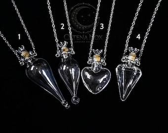 Victorian Gothic Glass Vial Necklace: Pet Ashes Urn, Essential Oil Bottle Pendant