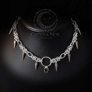 Handmade Chainmail Spikes Choker: Stainless Steel Gothic Necklace