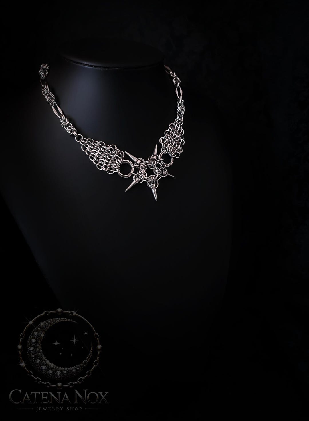 Unique Chainmail Spike Star Scale Necklace Choker Stainless Steel ...