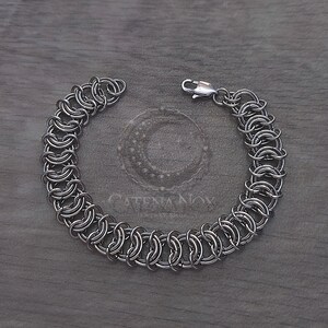 Cuff Lace Chainmaille Chunky Heavy Stainless Steel Vertebrae Wave Bracelet