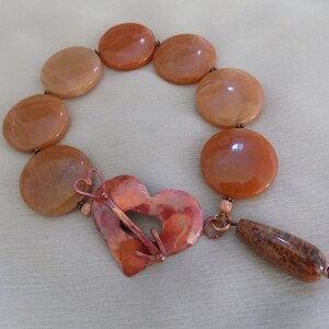 Smooth Aventurine Disk Bracelet with Patricia Healey Heart Toggle Clasp