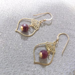 FACETED RUBY RONDELLES encased in 14K Gold Filled Laser Cut Dangles