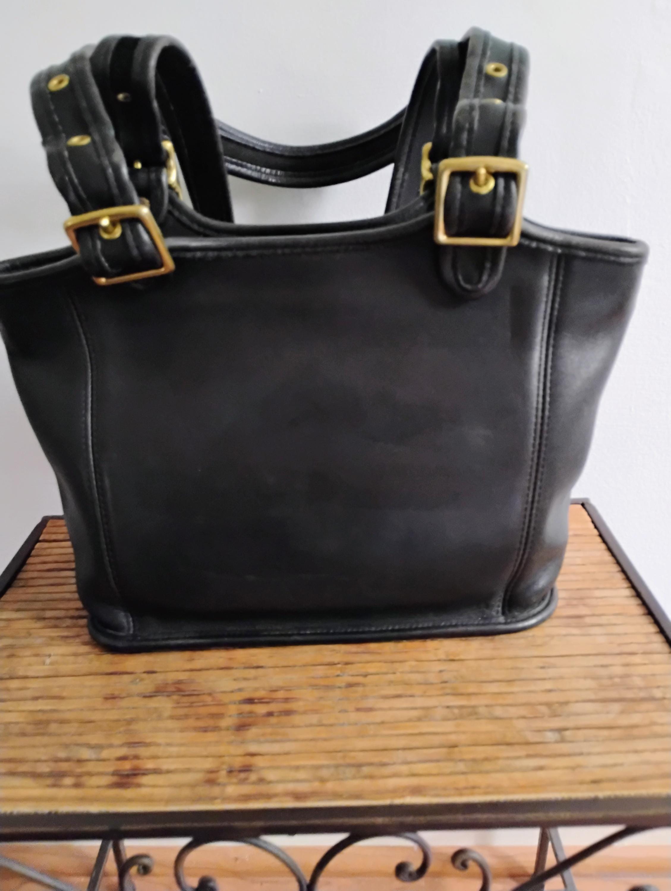 Vintage Black Coach Large Shopper Tote Bag with Cut Out
