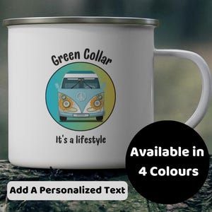 Personalized Enamel Camping Mug, Customized Coffee Cup, Gift for Camper and Camp Lover, Motivational Travel, Nature, Adventure, Outdoor Gear