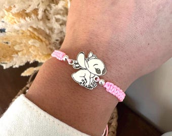 Pulseira de prata esterlina 925 tecida, Angel Stich, personagem de filme inspirado na Disney, presentes exclusivos, feitos à mão, presentes artesanais para ela