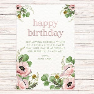 Poppy Wildflower Birthday Card Download