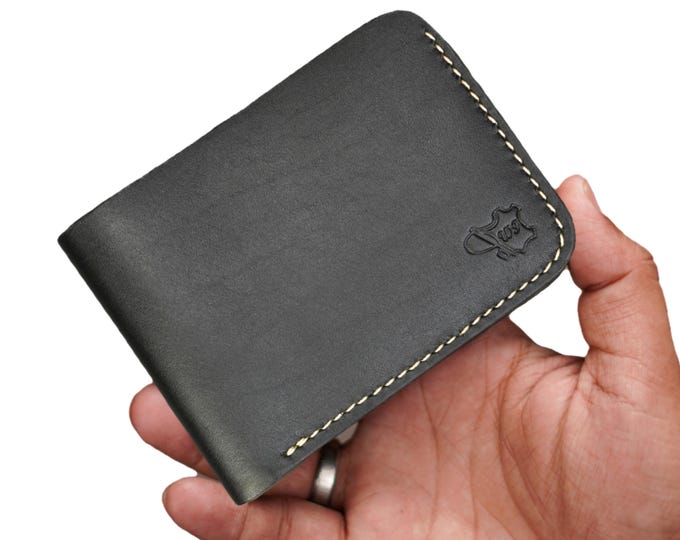 Handmade Full Grain Leather Bifold Wallet: Slim, Compact Design