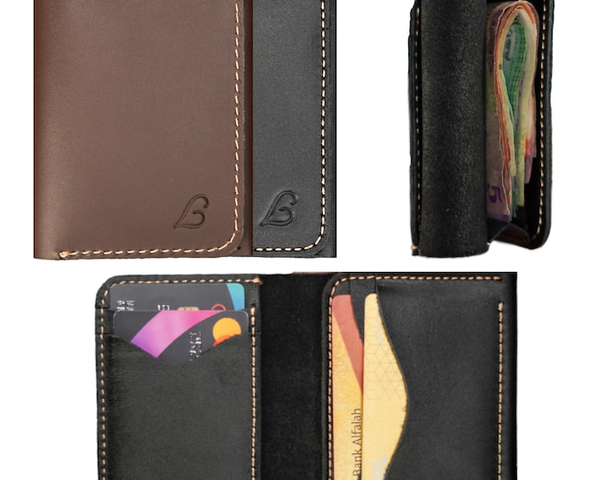 Handmade Full Grain Leather Bifold Wallet: Slim, Compact Design