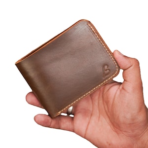 Genuine Handmade Full Grain Leather Bifold Wallet for Men, Slim, Natural, Compact, Classy, Convenient
