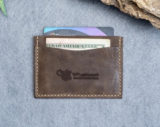 Slim and Sleek Leather Card Wallet: Compact, Convenient, and Classy ,Light Brown