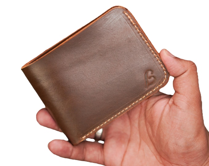 Handmade Bifold Wallet in Pure Brown Leather – Stylish & Durable