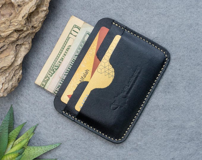 Handmade Pure Leather Card Wallet: Compact, Convenient, and Classy ,Black