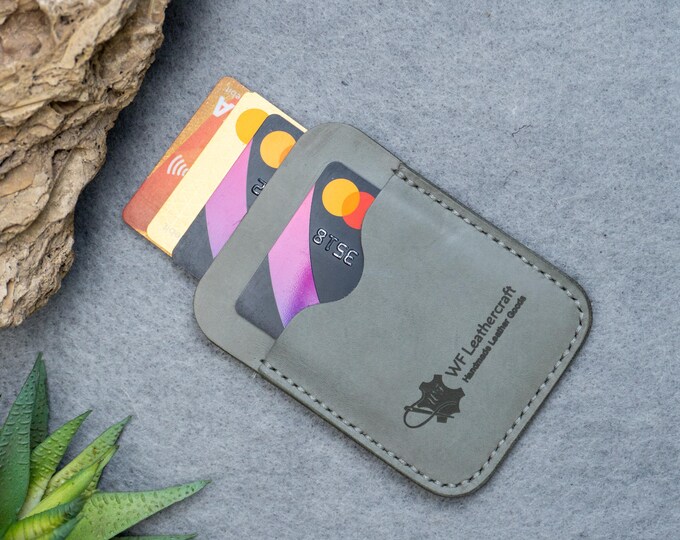 Slim and Sleek Leather Card Wallet: Compact, Convenient, and Classy ,Light Grey