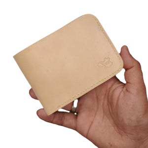 Handmade Full Grain Leather Bifold Wallet: Slim Minimalist Design