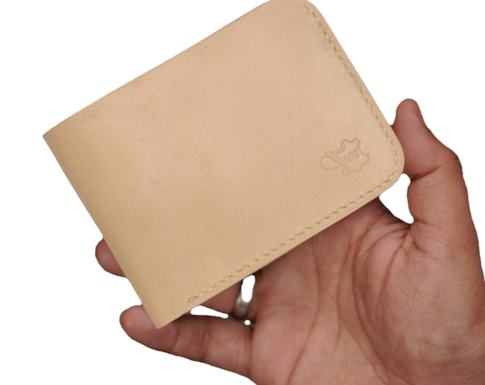 Handmade Full Grain Leather Bifold Wallet: Slim Minimalist Design