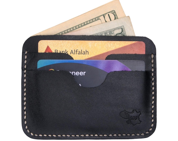 Genuine Handmade Full Grain Pure Leather Horizontal Cardholder Wallet For Men, Compact, Classy, Convenient