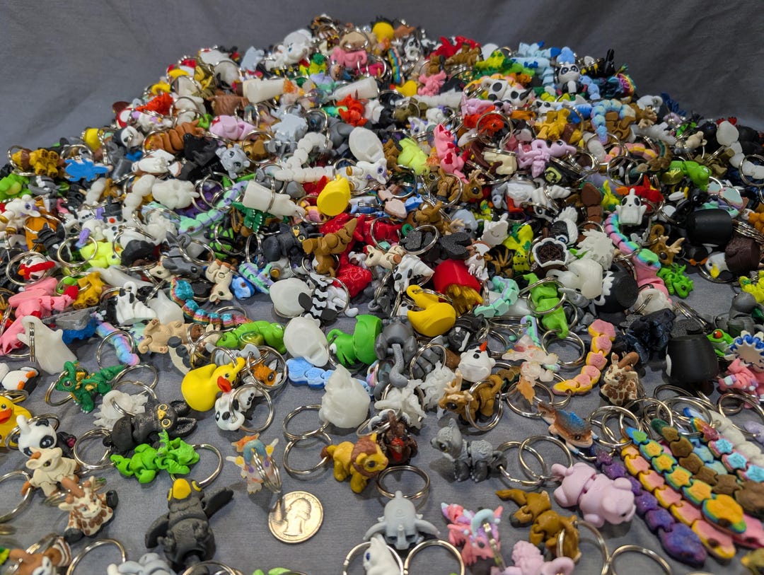 Random Keychain Mystery 3D Printed Keychain Grab Bag, Cute Animal Dragon Flexi Toys ...