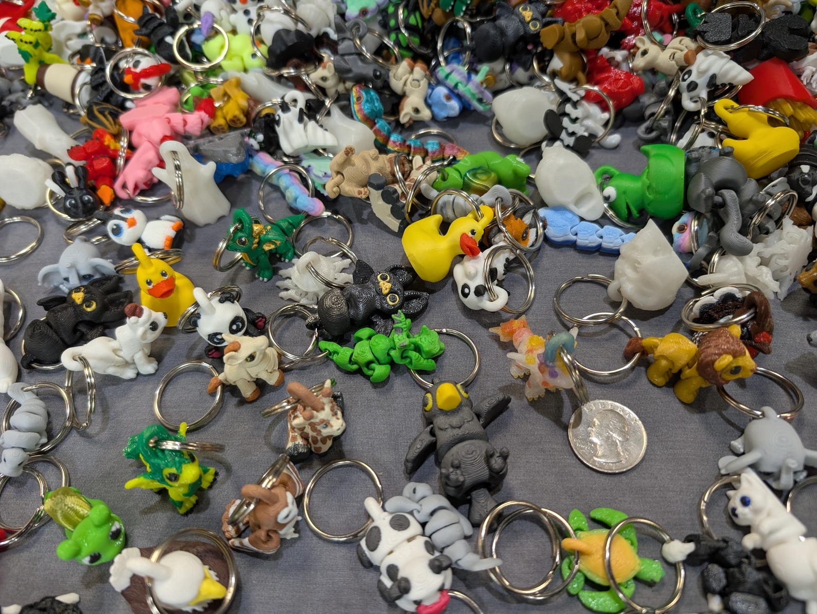 Random Keychain Mystery 3D Printed Keychain Grab Bag, Cute Animal Dragon Flexi Toys ...