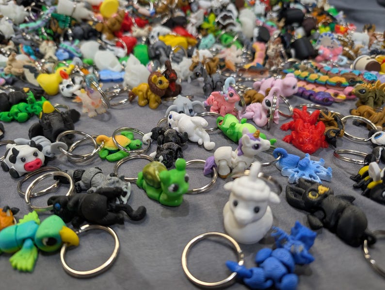 Mystery 3D Printed Keychain Grab Bag, Cute Animal Dragon Flexi Toys ...