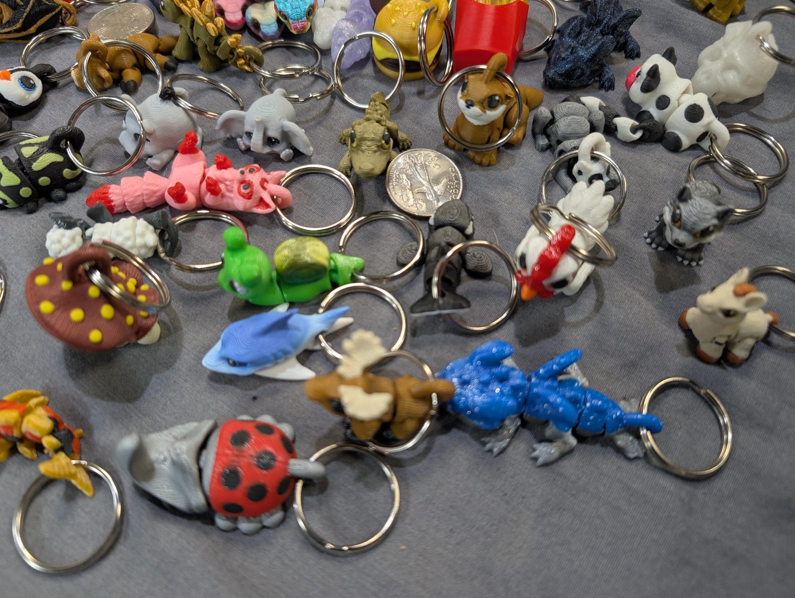 Random Keychain Mystery 3D Printed Keychain Grab Bag, Cute Animal Dragon Flexi Toys ...