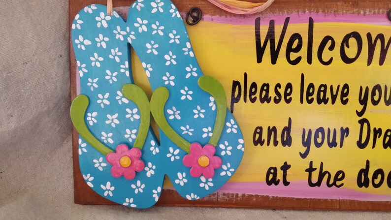 Flip Flop Hand Painted Wooden Sign Drama - Etsy