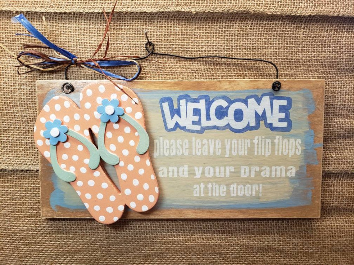 Flip Flop Hand Painted Wooden Sign Drama - Etsy