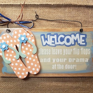 Flip Flop Hand Painted Wooden Sign Drama - Etsy