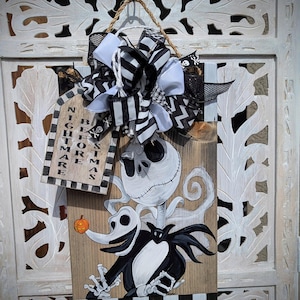 Jack Skellington and Zero pine door hanger