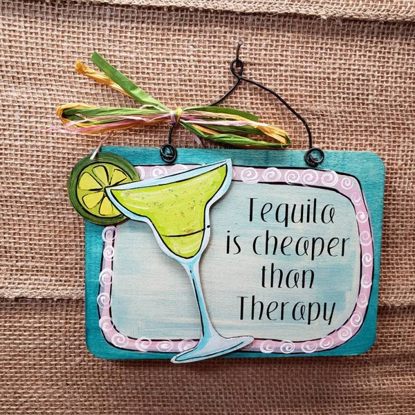 Margarita drinking bar Tequila humorous wooden sign door hanger margarita glass