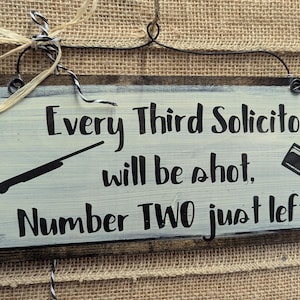 Hand Painted No Soliciting Sign: Humorous Warning Decor