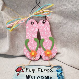 Flip Flop Welcome Sign Hand Painted Summer Custom Door Greeting - Etsy