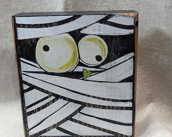 Hand painted wooden block Mummy, I want my mummy