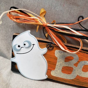 Ghost Boo spooky Halloween wooden sign hand painted image 3