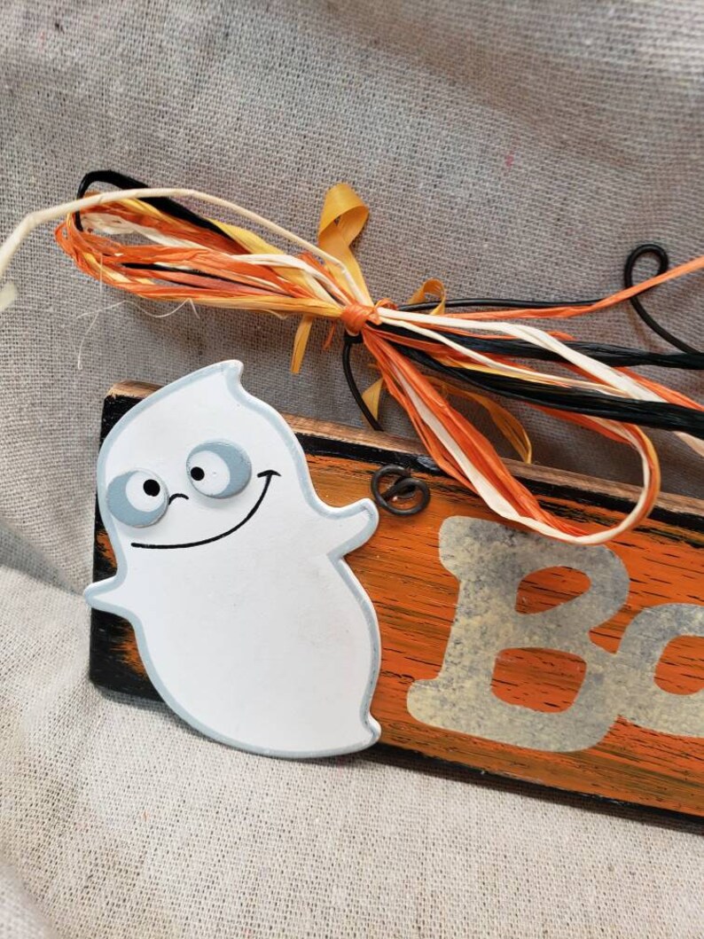 Ghost Boo spooky Halloween wooden sign hand painted image 3