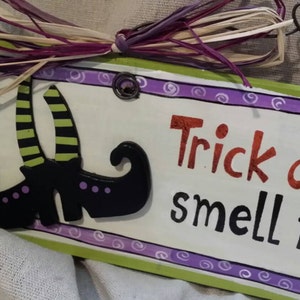 Trick or treat smell my feet hand painted novelty sign Halloween image 2