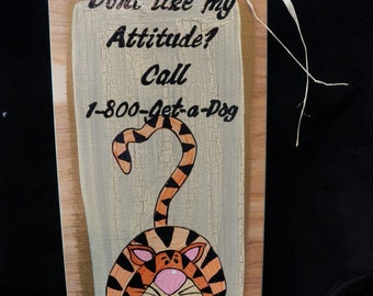 Cat attitude hand painted wooden sign