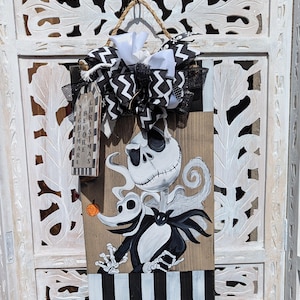 Jack Skellington and Zero pine door hanger