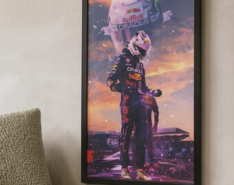 Max Verstappen F1 Racing Frames, Tableau Multi Panneau 5 Parties Impression Sur Toile 5 Pieces Tableau Decoration Murale Salon Decor 150X80 Cm Format XXL