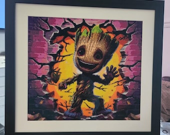 Hello Groot Completed Framed Handmade Cross Stitch Picture