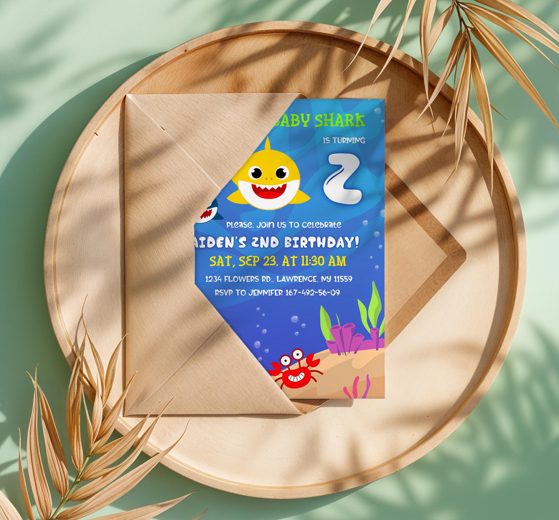 Editable Printable Baby Shark Birthday Invitation, Boy Girl Birthday ...