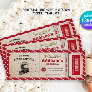 Santa Zugfahrkarte bearbeitbar, Polar Express Zugfahrt Überraschungsticket, Wochenendreise, Reiseticket, Fake Ticket X Mas Straßenreise