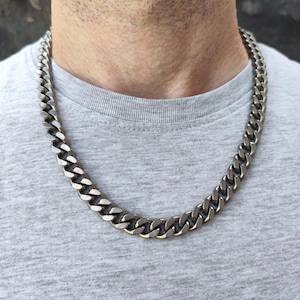 Titanium necklace, curb chain 10,5 mm, thik link chain, 100% pure TITANIUM, for sensitive skin, hypoallergenic, simple and robust