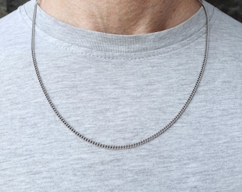 Cadena de eslabones TITAN de 2,2 mm, 100% TITAN puro, para pieles sensibles, collar hipoalergénico, collar sencillo y atemporal para el día a día.